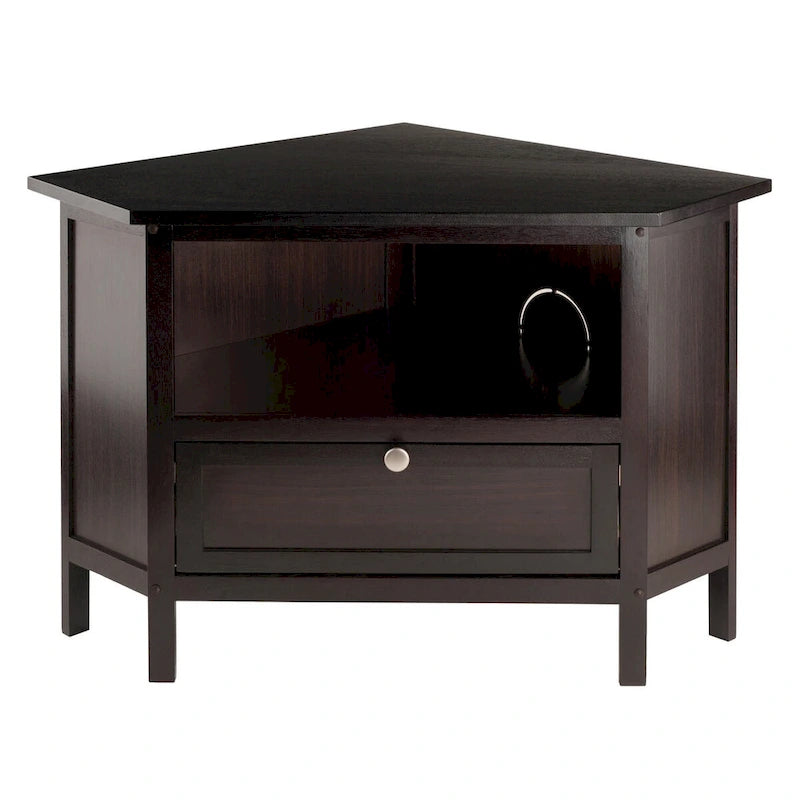 Meuble TV et multimédia d'angle Zena, expresso - 88 x 60,8 x 56,6 cm