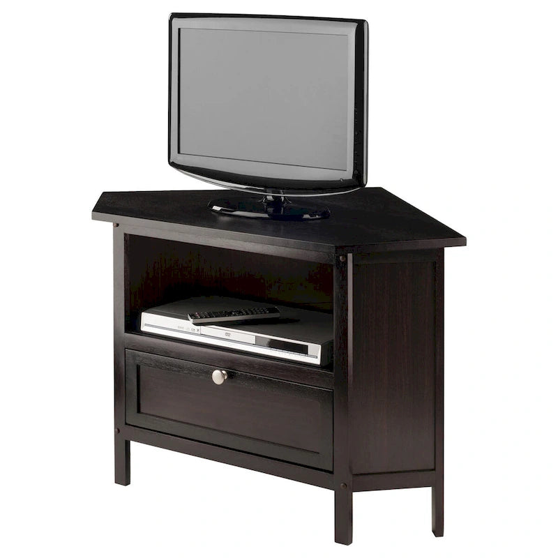 Meuble TV et multimédia d'angle Zena, expresso - 88 x 60,8 x 56,6 cm