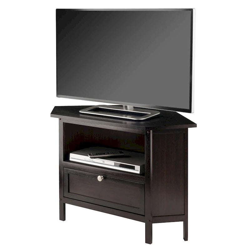 Meuble TV et multimédia d'angle Zena, expresso - 88 x 60,8 x 56,6 cm