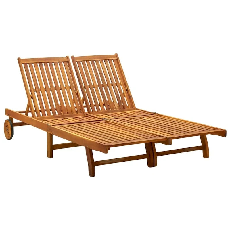 vidaXL Chaise longue de jardin Bain de soleil extérieur au bord de la piscine Bois d'acacia massif - 199 x 59/63 x 30/62/76/85