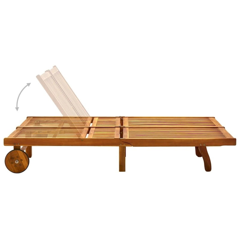 vidaXL Chaise longue de jardin Bain de soleil extérieur au bord de la piscine Bois d'acacia massif - 199 x 59/63 x 30/62/76/85