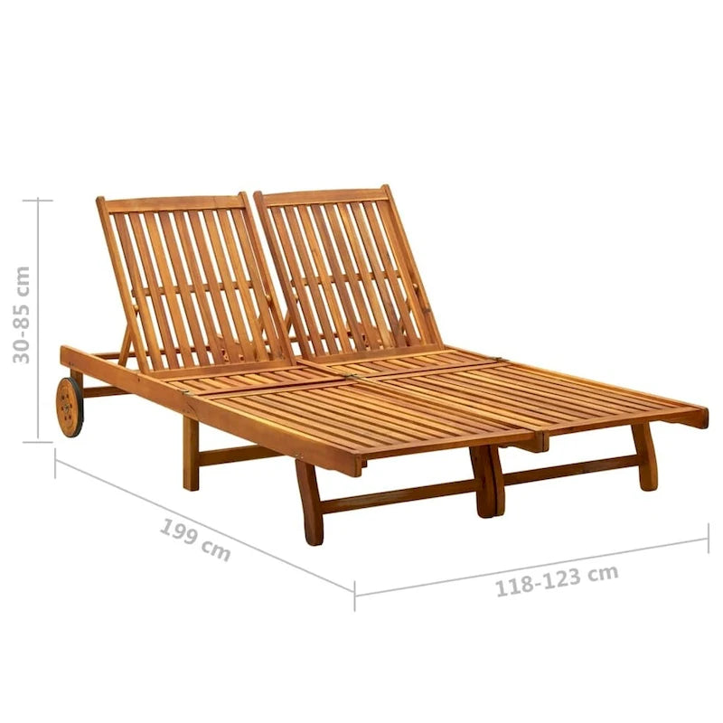 vidaXL Chaise longue de jardin Bain de soleil extérieur au bord de la piscine Bois d'acacia massif - 199 x 59/63 x 30/62/76/85