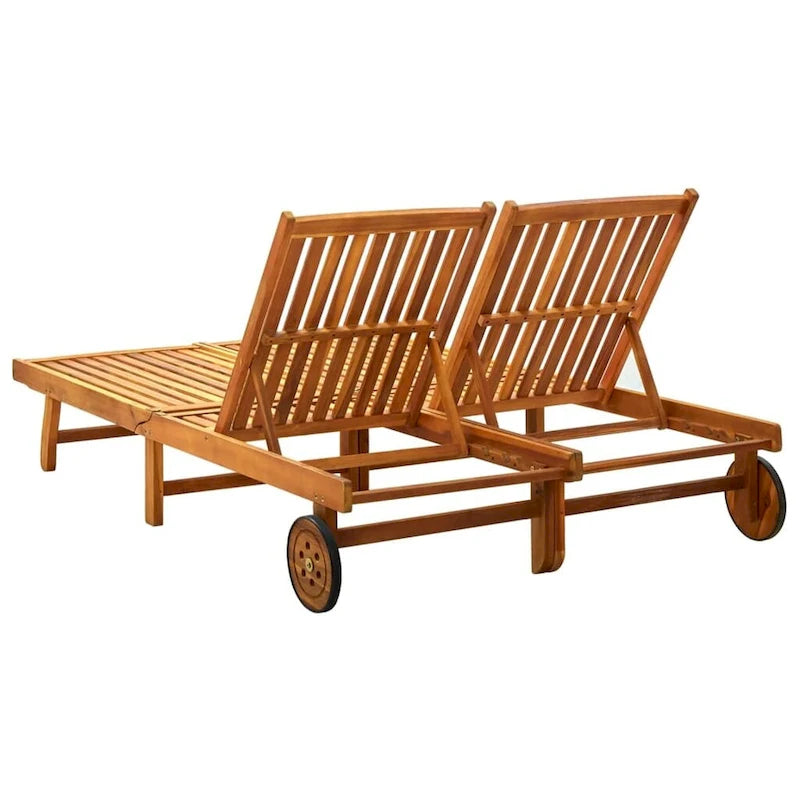 vidaXL Chaise longue de jardin Bain de soleil extérieur au bord de la piscine Bois d'acacia massif - 199 x 59/63 x 30/62/76/85