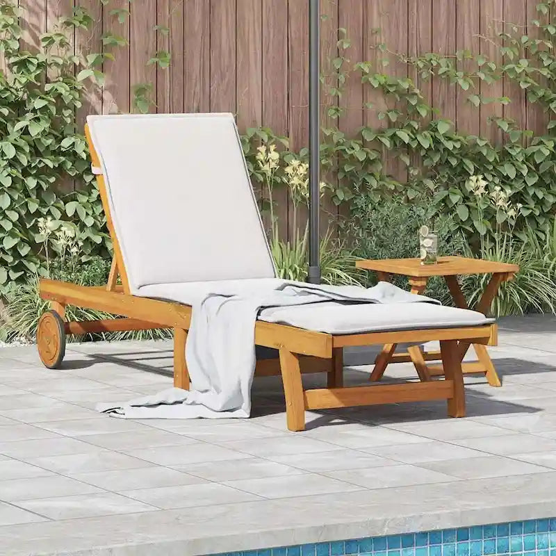 vidaXL Chaise longue de jardin Bain de soleil extérieur au bord de la piscine Bois d'acacia massif - 199 x 59/63 x 30/62/76/85
