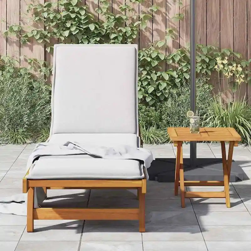 vidaXL Chaise longue de jardin Bain de soleil extérieur au bord de la piscine Bois d'acacia massif - 199 x 59/63 x 30/62/76/85