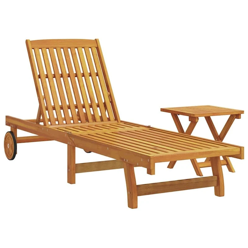 vidaXL Chaise longue de jardin Bain de soleil extérieur au bord de la piscine Bois d'acacia massif - 199 x 59/63 x 30/62/76/85