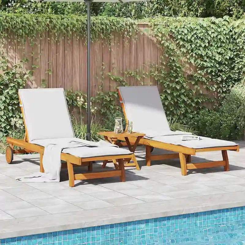 vidaXL Chaise longue de jardin Bain de soleil extérieur au bord de la piscine Bois d'acacia massif - 199 x 59/63 x 30/62/76/85