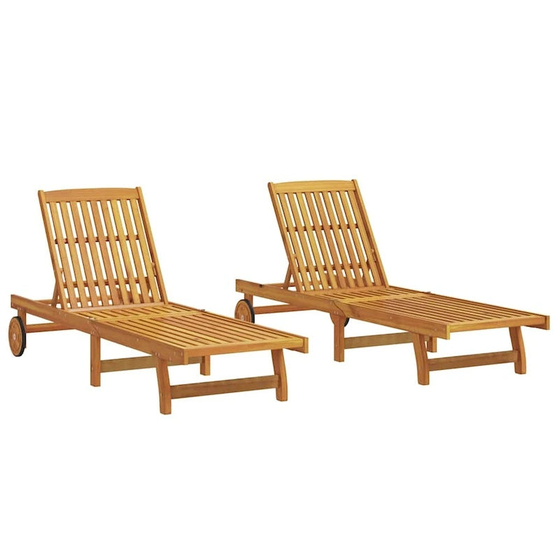 vidaXL Chaise longue de jardin Bain de soleil extérieur au bord de la piscine Bois d'acacia massif - 199 x 59/63 x 30/62/76/85