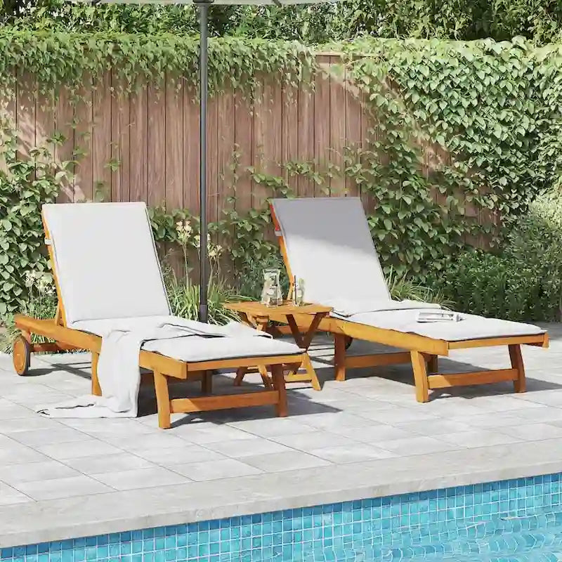 vidaXL Chaise longue de jardin Bain de soleil extérieur au bord de la piscine Bois d'acacia massif - 199 x 59/63 x 30/62/76/85
