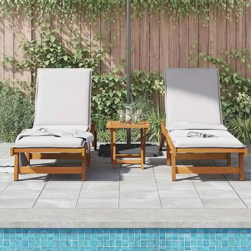vidaXL Chaise longue de jardin Bain de soleil extérieur au bord de la piscine Bois d'acacia massif - 199 x 59/63 x 30/62/76/85