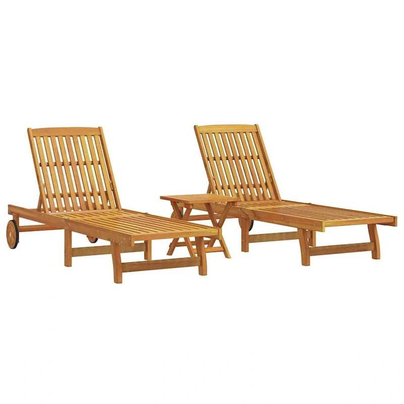 vidaXL Chaise longue de jardin Bain de soleil extérieur au bord de la piscine Bois d'acacia massif - 199 x 59/63 x 30/62/76/85