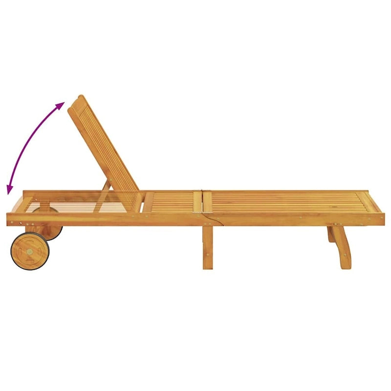 vidaXL Chaise longue de jardin Bain de soleil extérieur au bord de la piscine Bois d'acacia massif - 199 x 59/63 x 30/62/76/85