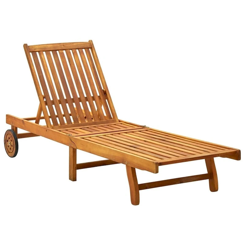 vidaXL Chaise longue de jardin Bain de soleil extérieur au bord de la piscine Bois d'acacia massif - 199 x 59/63 x 30/62/76/85
