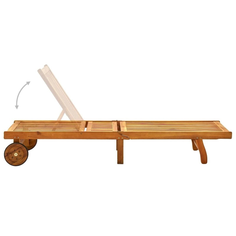 vidaXL Chaise longue de jardin Bain de soleil extérieur au bord de la piscine Bois d'acacia massif - 199 x 59/63 x 30/62/76/85