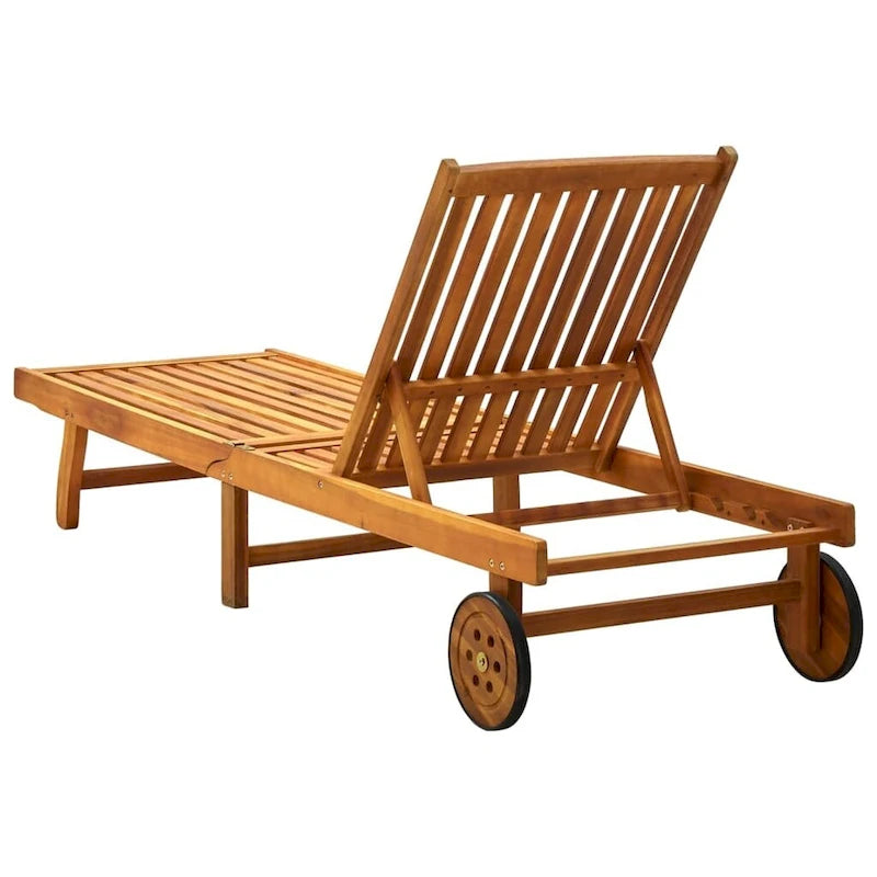 vidaXL Chaise longue de jardin Bain de soleil extérieur au bord de la piscine Bois d'acacia massif - 199 x 59/63 x 30/62/76/85