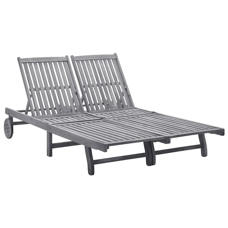 vidaXL Chaise longue de jardin Bain de soleil extérieur au bord de la piscine Bois d'acacia massif - 199 x 59/63 x 30/62/76/85