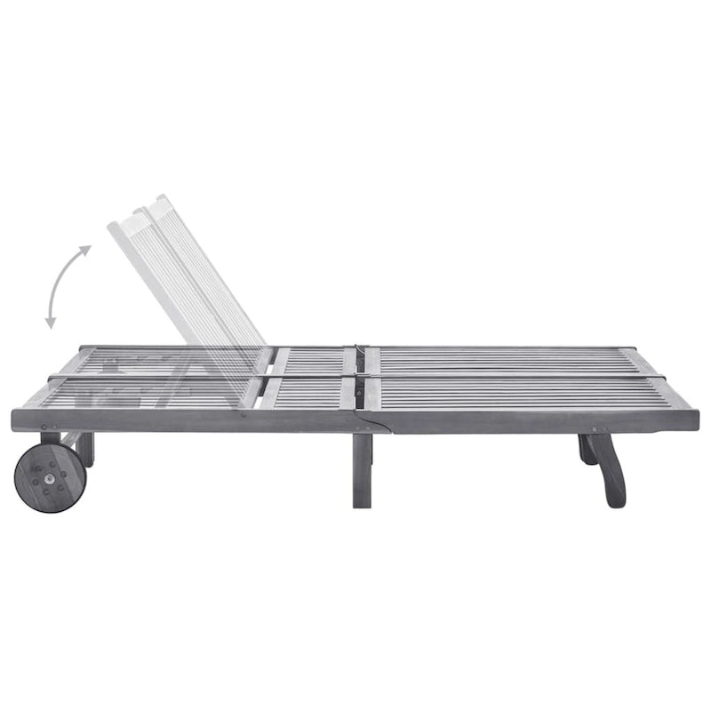 vidaXL Chaise longue de jardin Bain de soleil extérieur au bord de la piscine Bois d'acacia massif - 199 x 59/63 x 30/62/76/85
