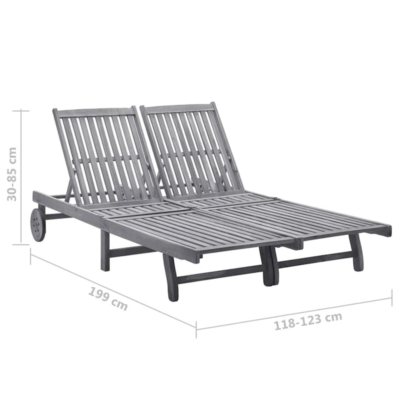 vidaXL Chaise longue de jardin Bain de soleil extérieur au bord de la piscine Bois d'acacia massif - 199 x 59/63 x 30/62/76/85