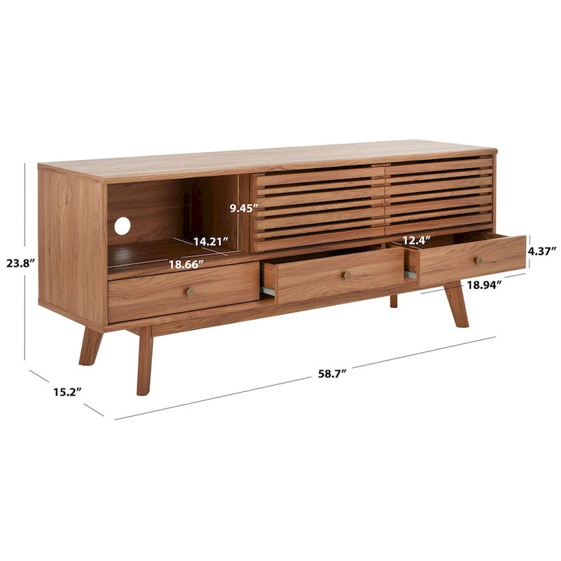Meuble TV média à 3 tiroirs Safavieh Ciera (pour téléviseur à écran plat de 65 pouces) - 58,7 po x 15,2 po x 23,9 po - 59Wx15Px24H