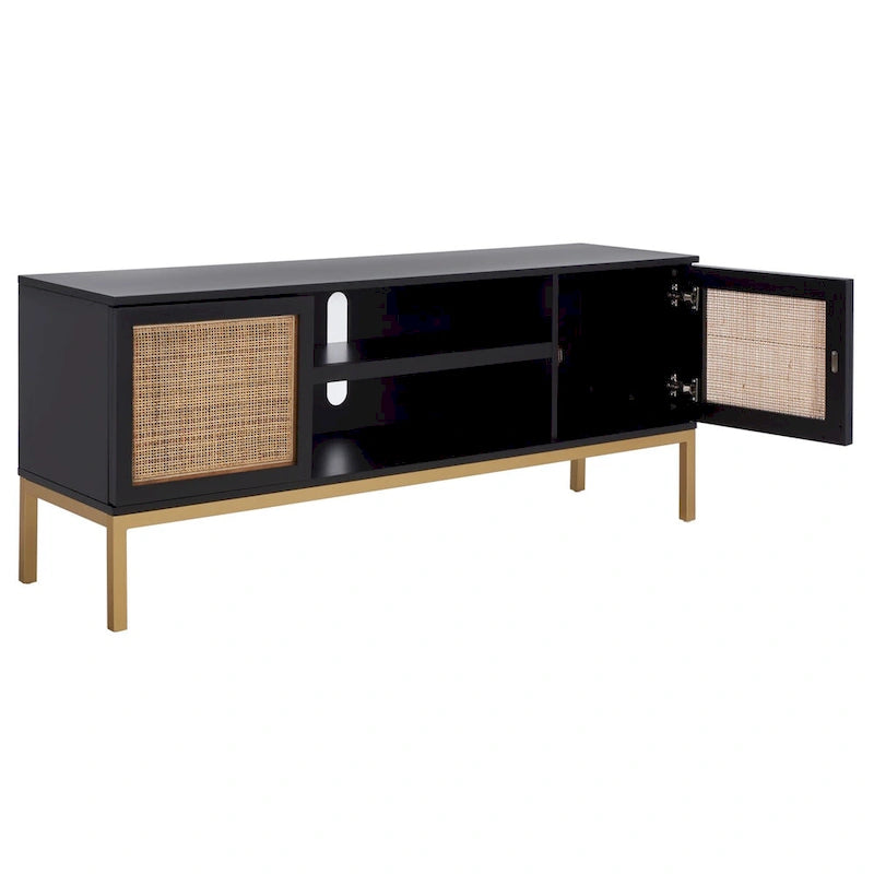Meuble TV Safavieh Cristen à 1 étagère en rotin – 54 L x 15 P x 22 H po – 54Lx15Px22H