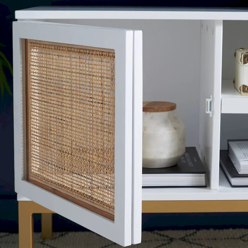 Meuble TV Safavieh Cristen à 1 étagère en rotin – 54 L x 15 P x 22 H po – 54Lx15Px22H