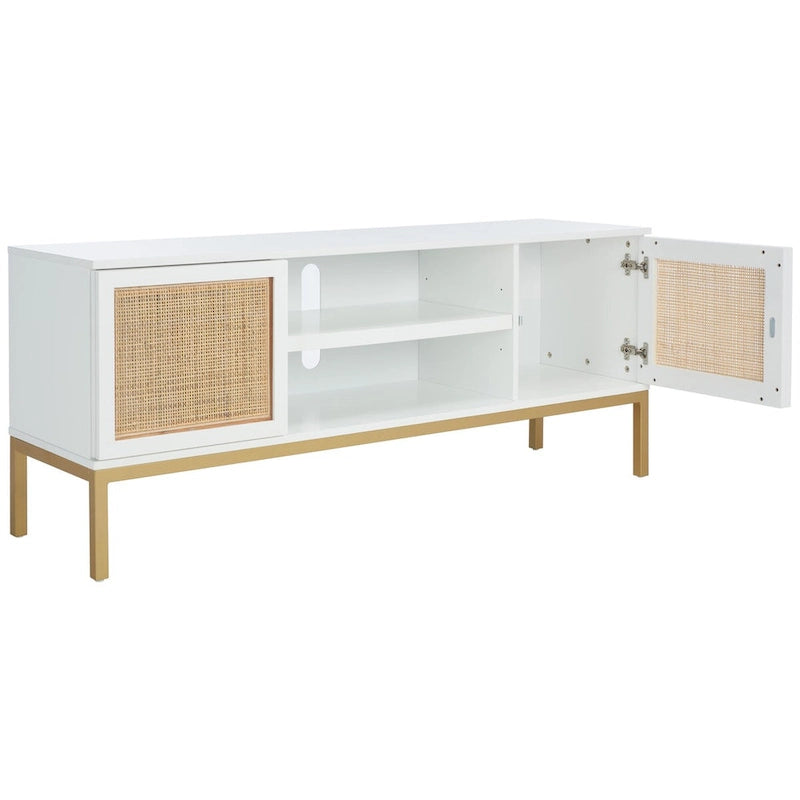 Meuble TV Safavieh Cristen à 1 étagère en rotin – 54 L x 15 P x 22 H po – 54Lx15Px22H