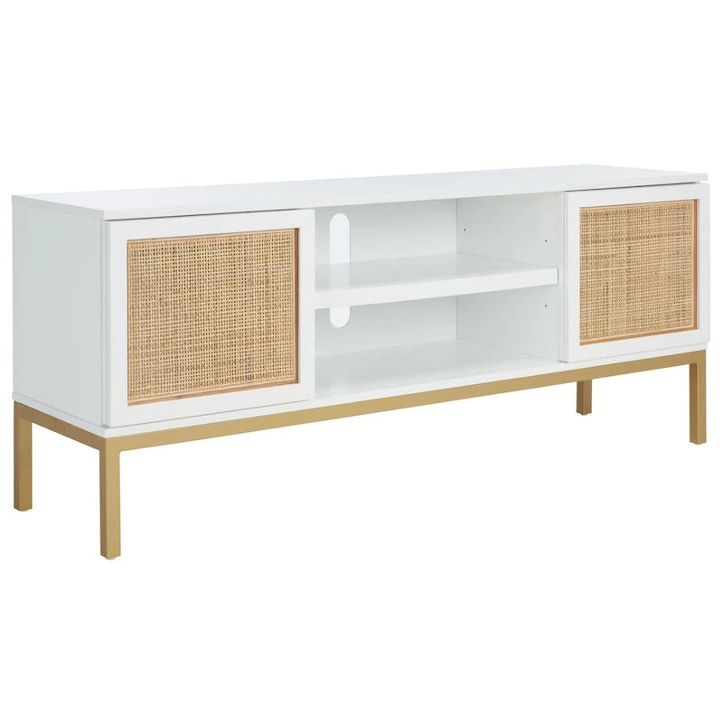 Meuble TV Safavieh Cristen à 1 étagère en rotin – 54 L x 15 P x 22 H po – 54Lx15Px22H