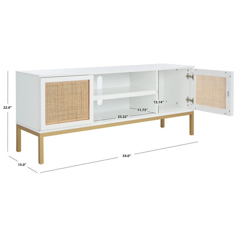 Meuble TV Safavieh Cristen à 1 étagère en rotin – 54 L x 15 P x 22 H po – 54Lx15Px22H