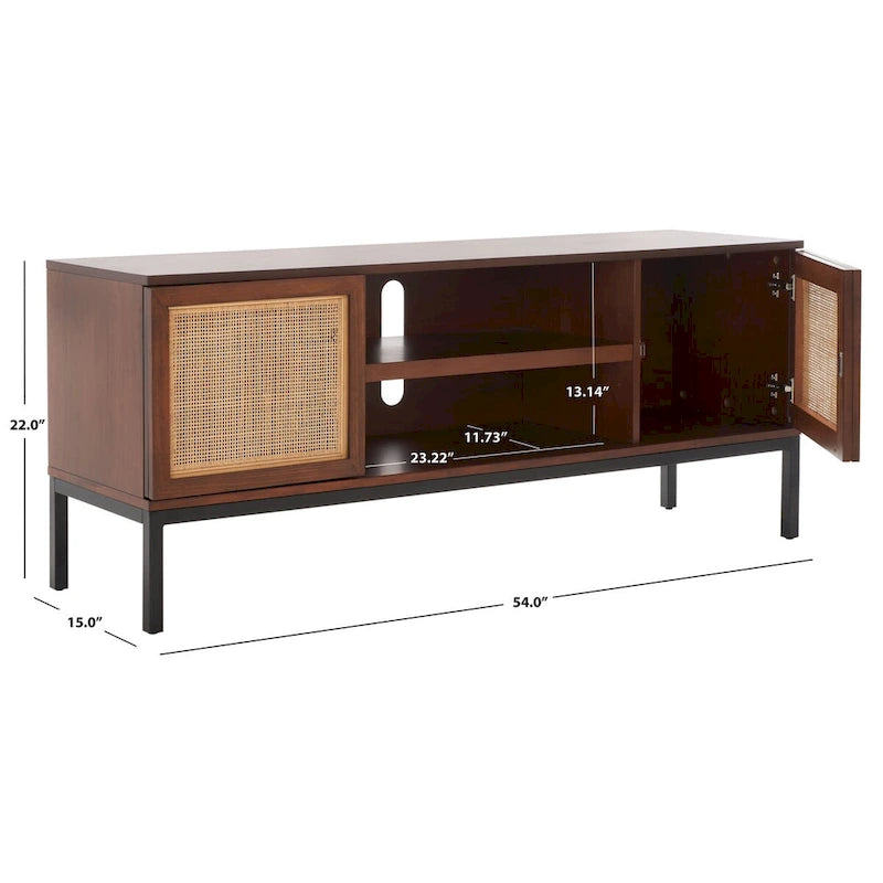Meuble TV Safavieh Cristen à 1 étagère en rotin – 54 L x 15 P x 22 H po – 54Lx15Px22H