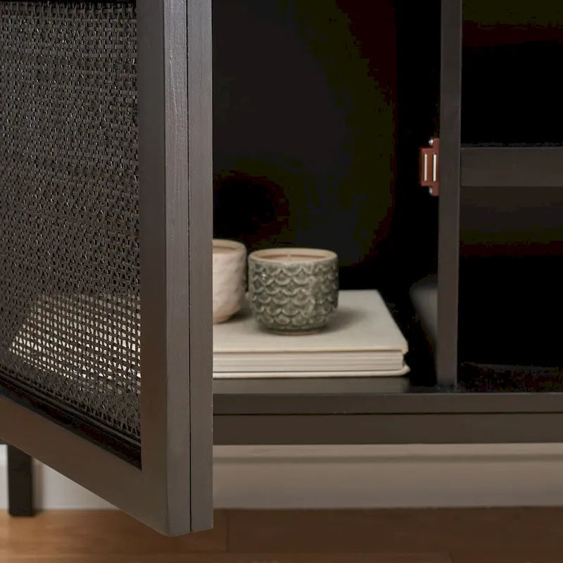 Meuble TV Safavieh Cristen à 1 étagère en rotin – 54 L x 15 P x 22 H po – 54Lx15Px22H