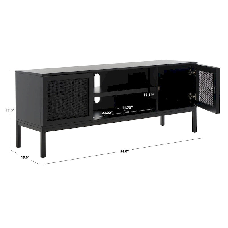 Meuble TV Safavieh Cristen à 1 étagère en rotin – 54 L x 15 P x 22 H po – 54Lx15Px22H