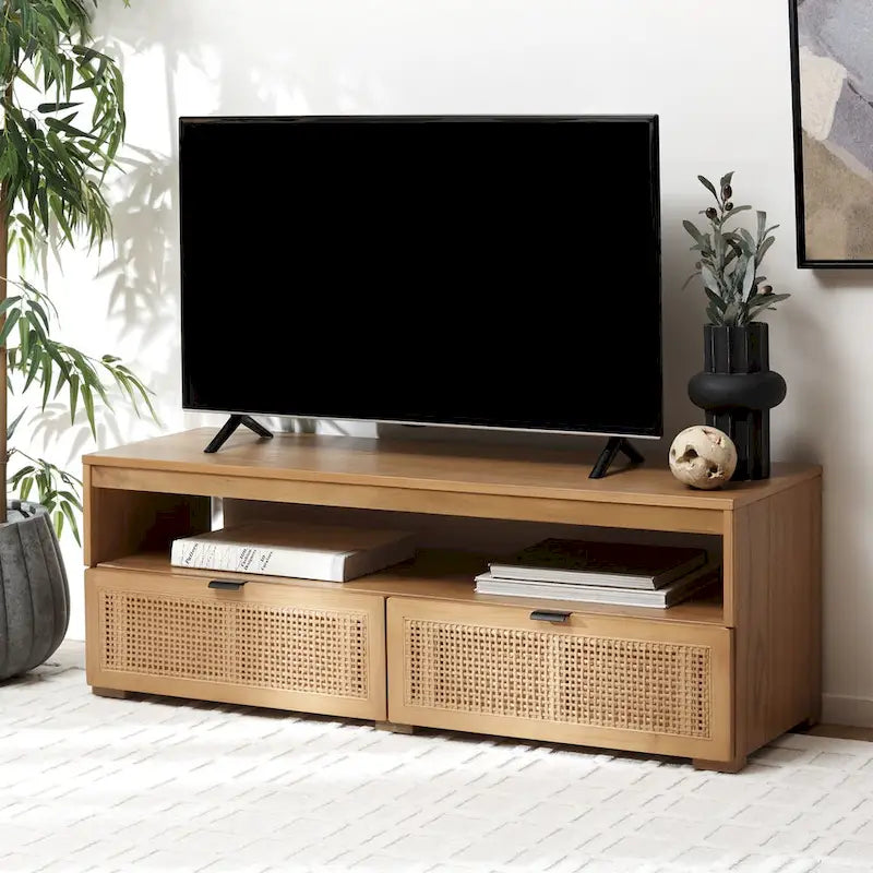 Meuble TV/multimédia SAFAVIEH Kaitlyn 2 tiroirs, 1 étagère (convient aux téléviseurs à écran plat jusqu'à 55 po) - 48 larg. x 16 prof. x 17 haut.