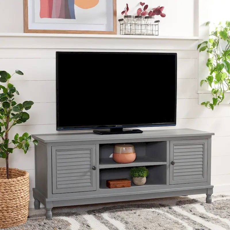 Meuble TV SAFAVIEH Caitlyn 2 portes 1 étagère – 47 L x 16 P x 20 H – 47Lx16Px20H