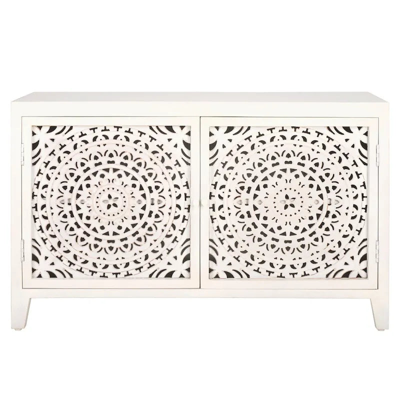 Meuble TV 2 étagères 2 portes Giselle de SAFAVIEH (entièrement assemblé) - 107 cm (L) x 38 cm (P) x 66 cm (H) - 107Lx38Px66H