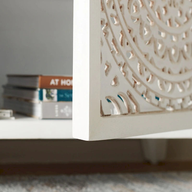 Meuble TV 2 étagères 2 portes Giselle de SAFAVIEH (entièrement assemblé) - 107 cm (L) x 38 cm (P) x 66 cm (H) - 107Lx38Px66H
