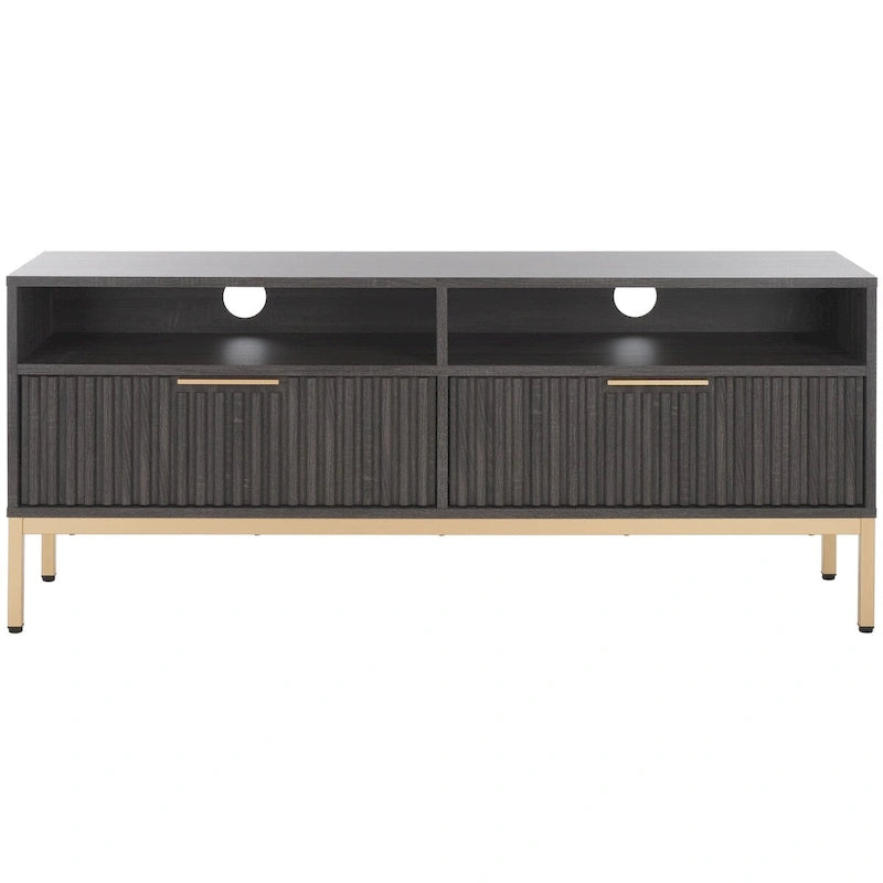 Meuble TV multimédia SAFAVIEH Alyse à 2 tiroirs et 2 étagères (compatible avec les écrans plats jusqu'à 65 pouces) - 153,4 cm x 39,6 cm x 63 cm