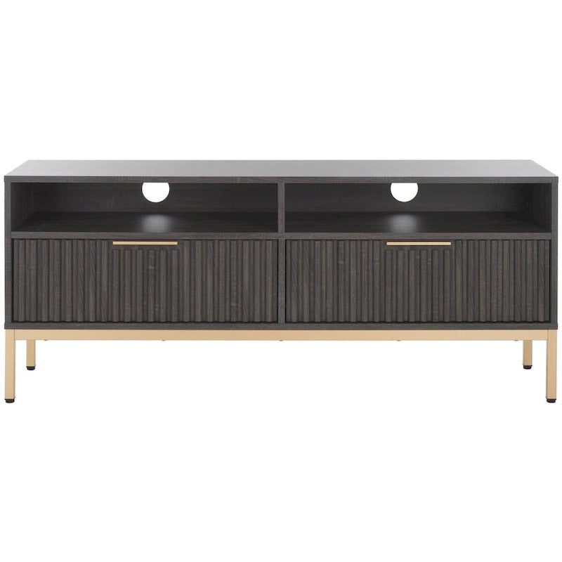 Meuble TV multimédia SAFAVIEH Alyse à 2 tiroirs et 2 étagères (compatible avec les écrans plats jusqu'à 65 pouces) - 153,4 cm x 39,6 cm x 63 cm