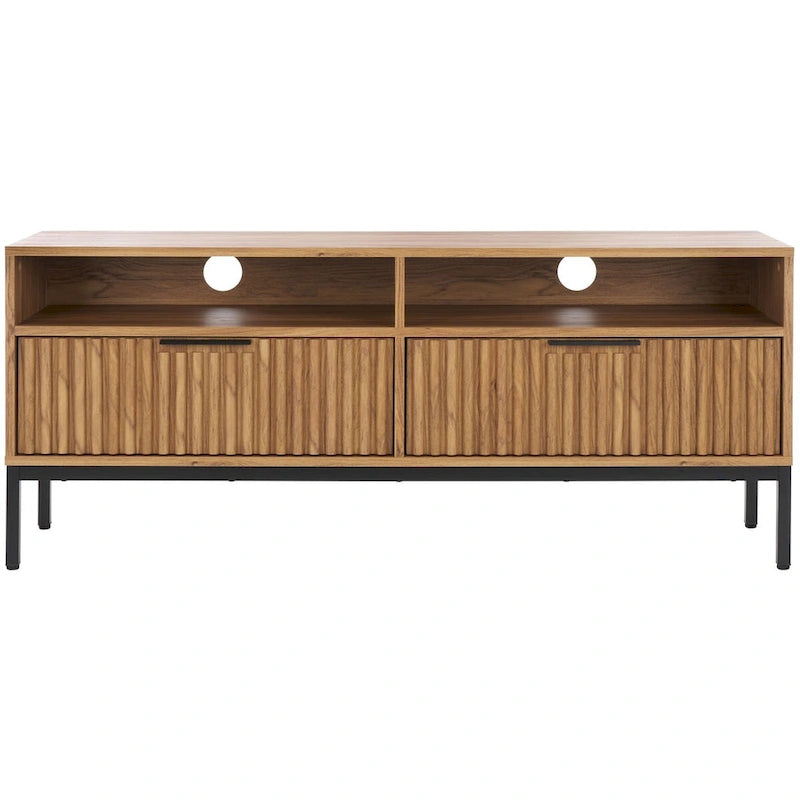 Meuble TV multimédia SAFAVIEH Alyse à 2 tiroirs et 2 étagères (compatible avec les écrans plats jusqu'à 65 pouces) - 153,4 cm x 39,6 cm x 63 cm