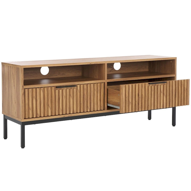 Meuble TV multimédia SAFAVIEH Alyse à 2 tiroirs et 2 étagères (compatible avec les écrans plats jusqu'à 65 pouces) - 153,4 cm x 39,6 cm x 63 cm