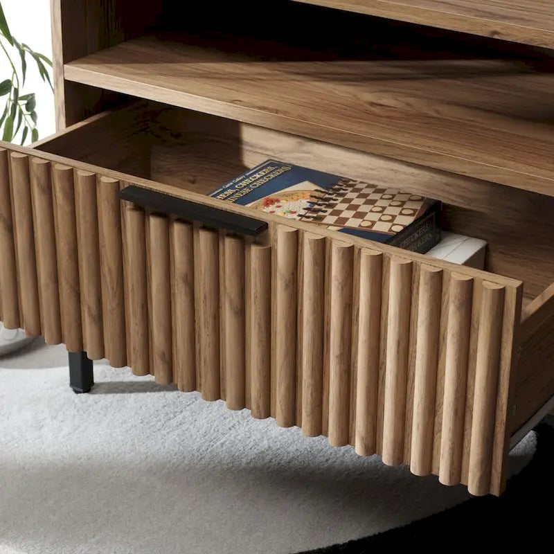 Meuble TV multimédia SAFAVIEH Alyse à 2 tiroirs et 2 étagères (compatible avec les écrans plats jusqu'à 65 pouces) - 153,4 cm x 39,6 cm x 63 cm