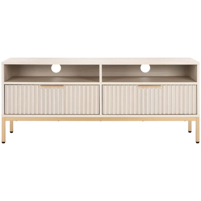 Meuble TV multimédia SAFAVIEH Alyse à 2 tiroirs et 2 étagères (compatible avec les écrans plats jusqu'à 65 pouces) - 153,4 cm x 39,6 cm x 63 cm