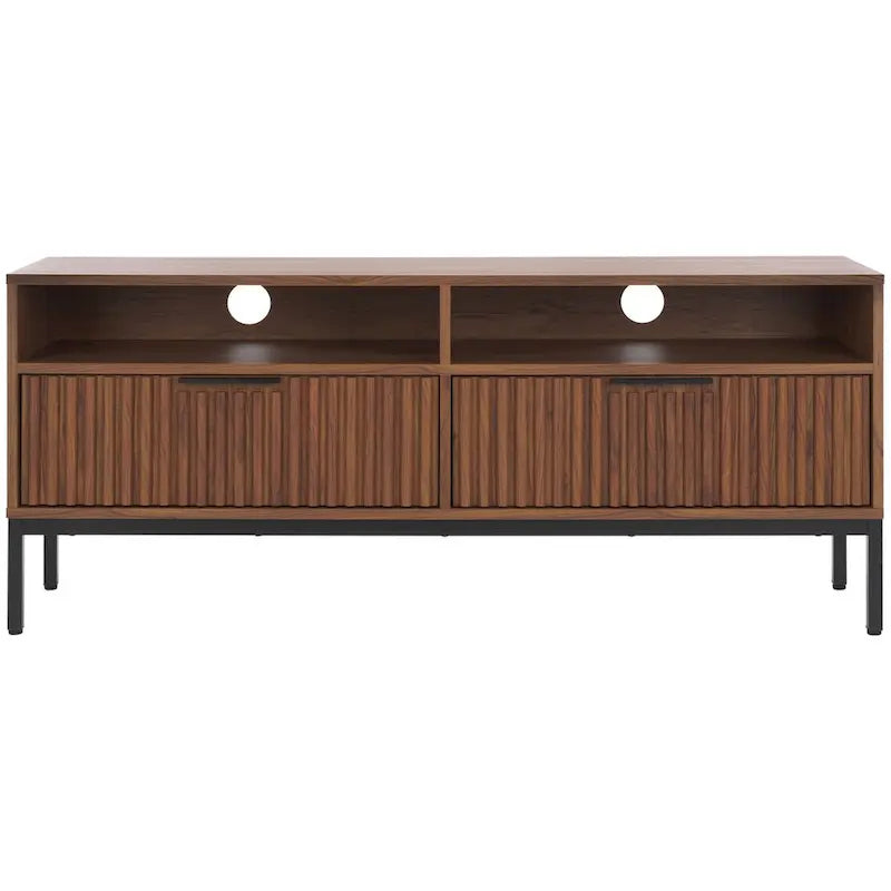 Meuble TV multimédia SAFAVIEH Alyse à 2 tiroirs et 2 étagères (compatible avec les écrans plats jusqu'à 65 pouces) - 153,4 cm x 39,6 cm x 63 cm