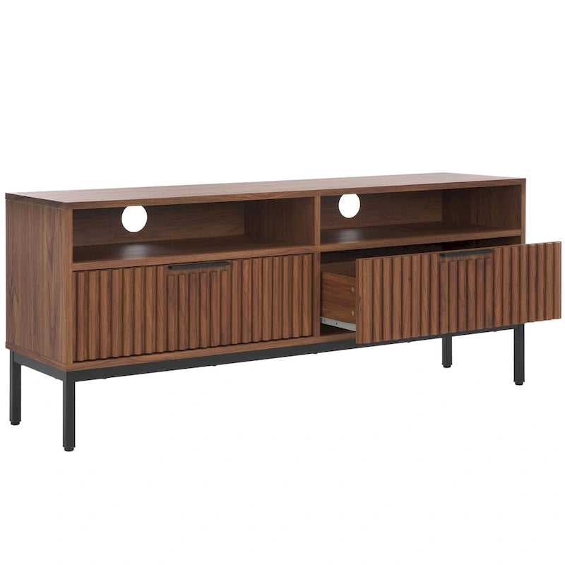 Meuble TV multimédia SAFAVIEH Alyse à 2 tiroirs et 2 étagères (compatible avec les écrans plats jusqu'à 65 pouces) - 153,4 cm x 39,6 cm x 63 cm
