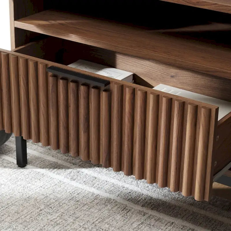 Meuble TV multimédia SAFAVIEH Alyse à 2 tiroirs et 2 étagères (compatible avec les écrans plats jusqu'à 65 pouces) - 153,4 cm x 39,6 cm x 63 cm