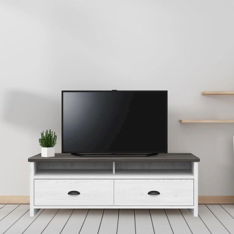 Meuble TV Hennepin blanchi – 50 pouces