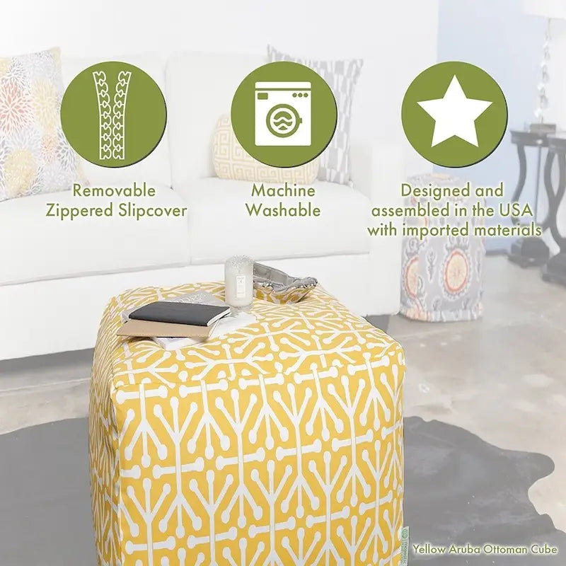 Majestic Home Goods Pouf Cubique Chevron Intérieur/Extérieur