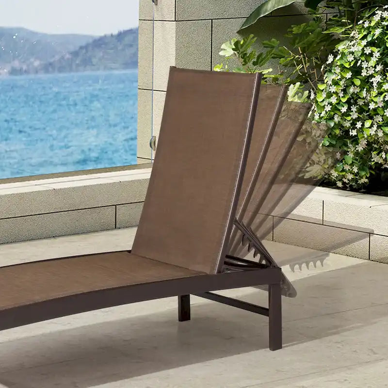 VredHom Chaises longues de jardin réglables en aluminium et table d'appoint – 153,4 cm (L) x 62,5 cm (l) x 40,9/103,6 cm (H)