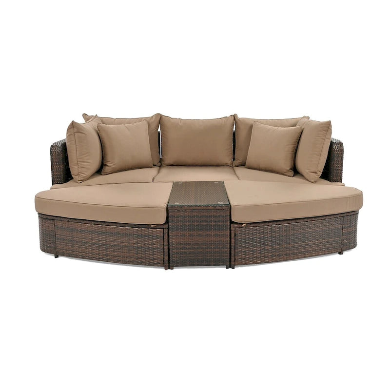 Ensemble de canapé d'extérieur rond de 6 pièces pour conversation de patio