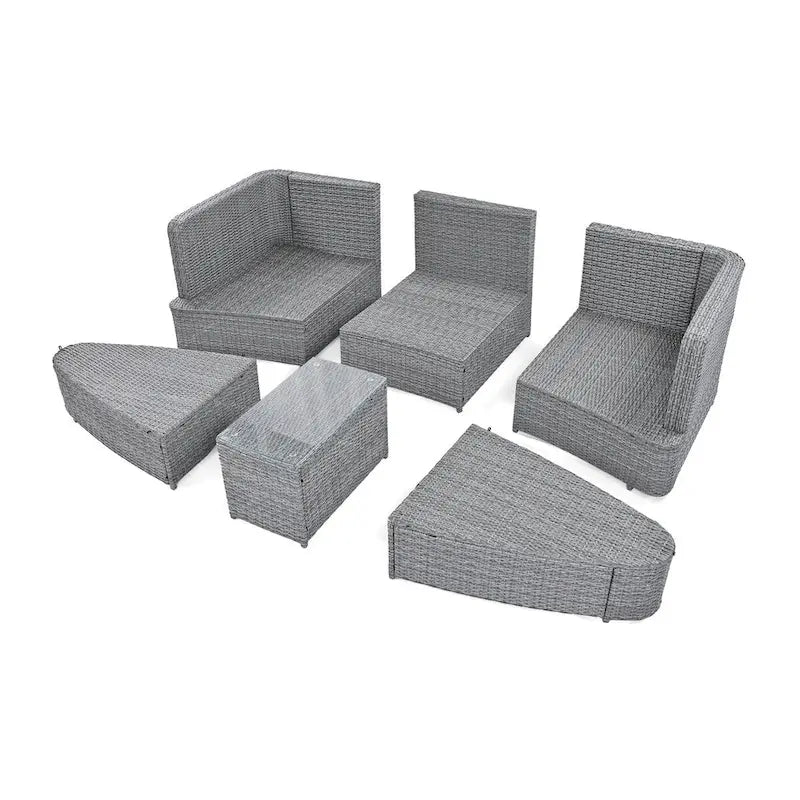 Ensemble de canapé d'extérieur rond de 6 pièces pour conversation de patio