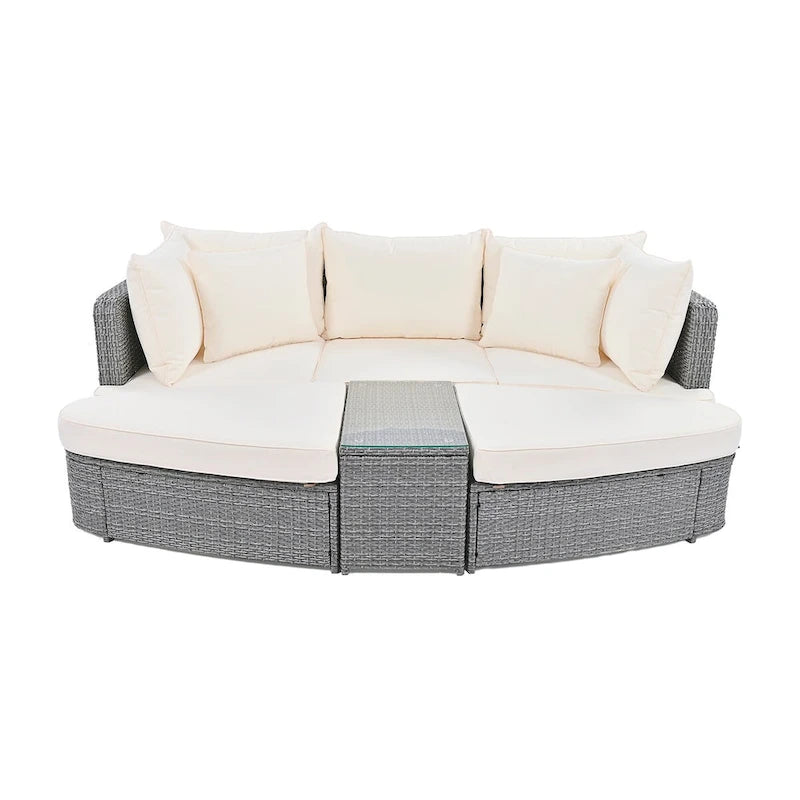Ensemble de canapé d'extérieur rond de 6 pièces pour conversation de patio